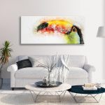 Watercolour wall print above sofa