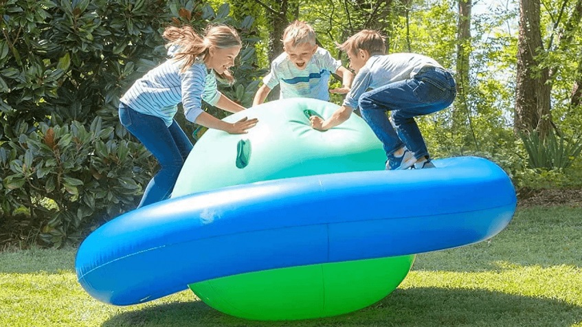 children playing in their backyard 