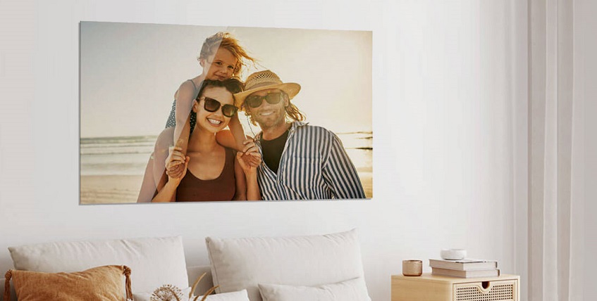 acrylic photo print of a family