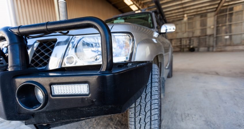 close up of a 4x4 car with a bull bar