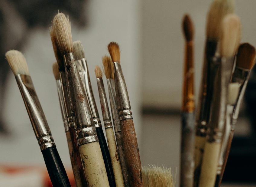 close up of paint brushes