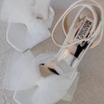 Tess - Peep Toe Block Heel With Tulle Bow - White